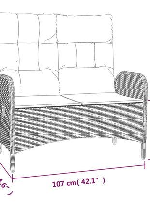 2-Delige Tuinset Met Kussens Poly Rattan Grijs