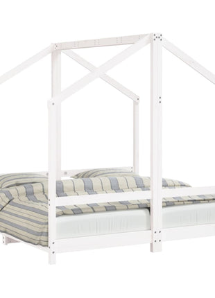 Kinderbedframe 2x(80x160) cm massief grenenhout wit