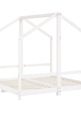 Kinderbedframe 2x(80x160) cm massief grenenhout wit