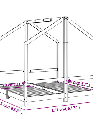 Kinderbedframe 2x(80x160) cm massief grenenhout wit