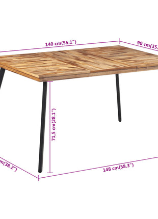 Eettafel 148x97x76 cm massief teakhout