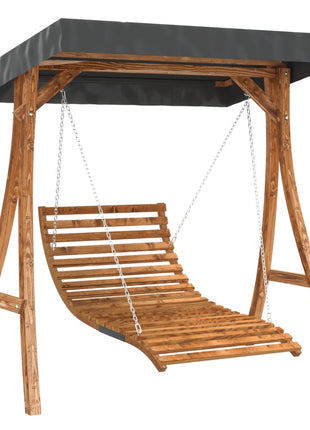 Schommelbed Met Luifel Vurenhout Met Teak Afwerking