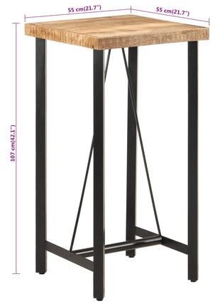 Bartafel 55x55x107 cm massief mangohout en ijzer