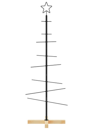 Kerstdecoratie Kerstboom Met Houten Basis Metaal Zwart Zwart