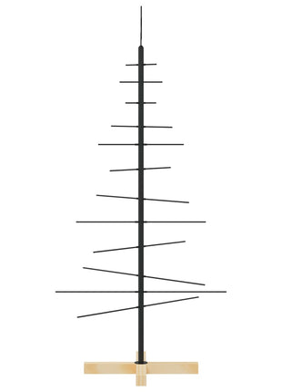 Kerstdecoratie Kerstboom Met Houten Basis Metaal Zwart Zwart