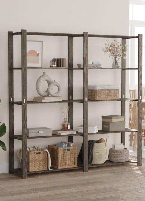 Opbergrek 5-laags 170x38x170 cm massief grenenhout grijs