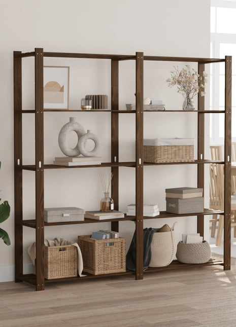 Opbergrek 5-laags 170x38x170 cm massief grenenhout bruin