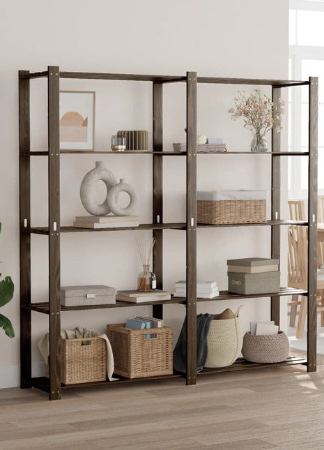 Opbergrek 5-laags 170x38x170 cm massief grenenhout zwart