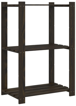 Opbergrek 3-laags 60x38x90 cm massief grenenhout zwart