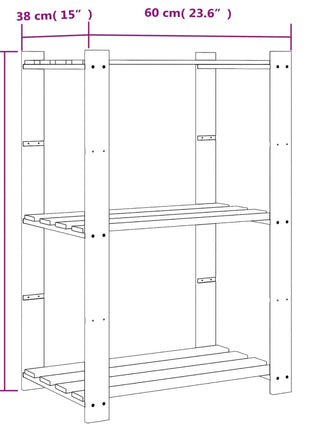 Opbergrek 3-laags 60x38x90 cm massief grenenhout zwart