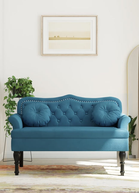 Bankje met kussens 120,5x65x75 cm fluweel blauw