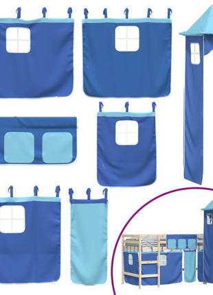 Gordijnen voor hoogslaper met toren polyester blauw