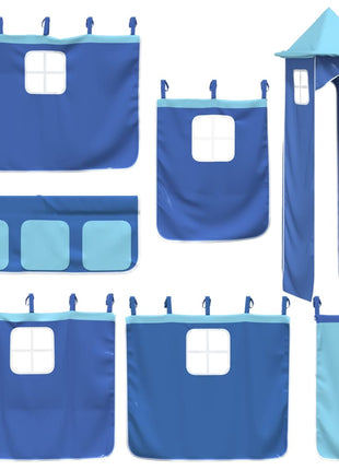 Gordijnen voor hoogslaper met toren polyester blauw