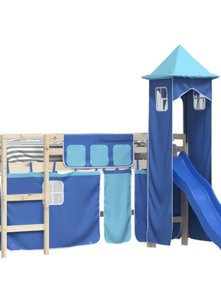 Gordijnen voor hoogslaper met toren polyester blauw