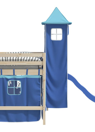Gordijnen voor hoogslaper met toren polyester blauw