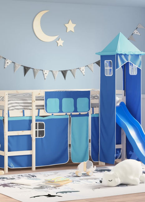 Gordijnen voor hoogslaper met toren polyester blauw