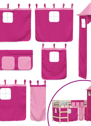 Gordijnen voor hoogslaper met tunnel polyester roze
