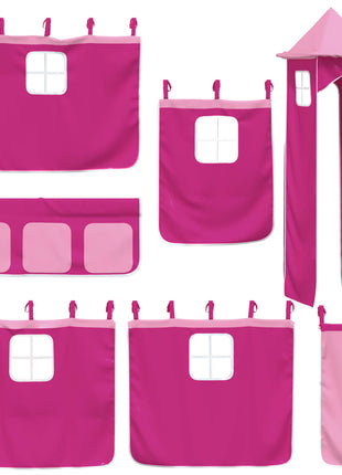 Gordijnen voor hoogslaper met tunnel polyester roze