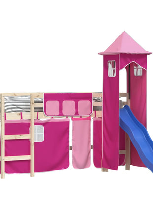 Gordijnen voor hoogslaper met tunnel polyester roze