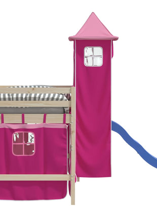 Gordijnen voor hoogslaper met tunnel polyester roze