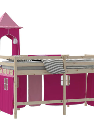 Gordijnen voor hoogslaper met tunnel polyester roze