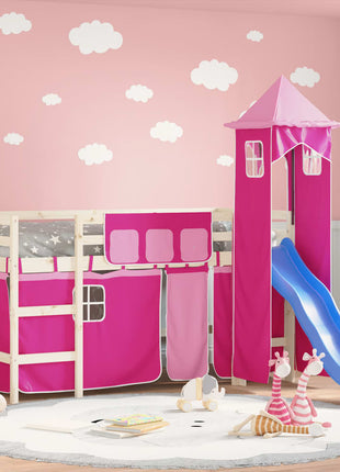 Gordijnen voor hoogslaper met tunnel polyester roze