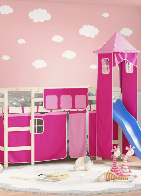 Gordijnen voor hoogslaper met tunnel polyester roze