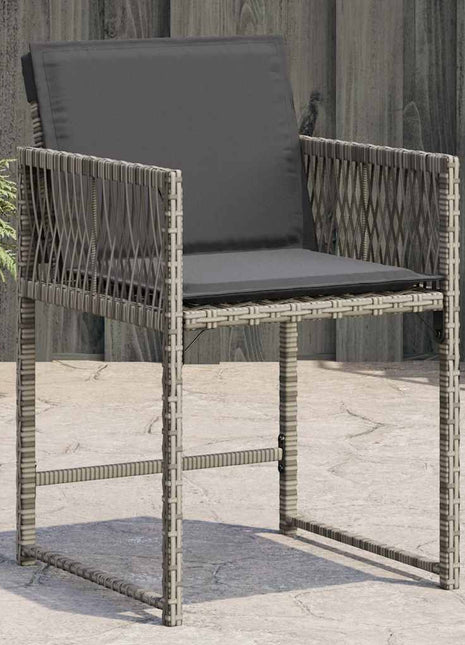 Tuinstoelen 4 st met kussens poly rattan grijs