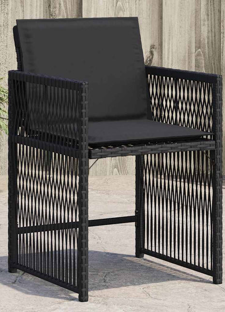 Tuinstoelen 4 st met kussens poly rattan zwart