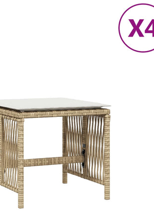 Tuinkrukken 4 st met kussens 41x41x36 cm poly rattan beige