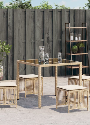 Tuinkrukken 4 st met kussens 41x41x36 cm poly rattan beige