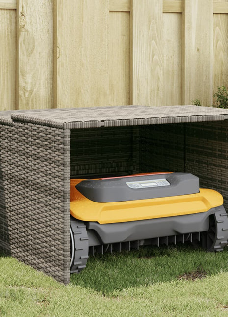 Garage voor robotmaaier 86x90x52/57 cm poly rattan grijs