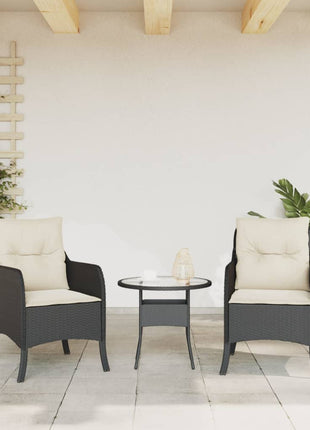 Tuinstoelen 2 st met kussens poly rattan zwart
