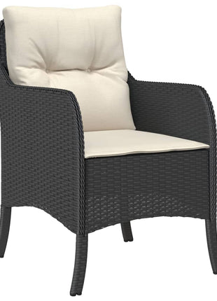 Tuinstoelen 2 st met kussens poly rattan zwart