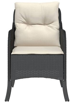Tuinstoelen 2 st met kussens poly rattan zwart