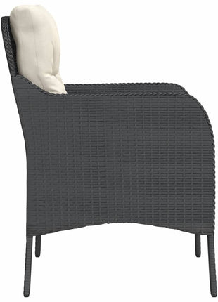 Tuinstoelen 2 st met kussens poly rattan zwart