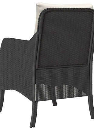 Tuinstoelen 2 st met kussens poly rattan zwart