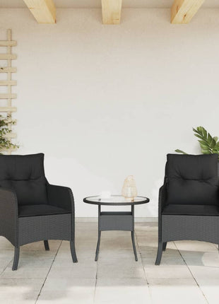 Tuinstoelen 2 st met kussens poly rattan zwart
