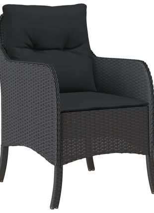 Tuinstoelen 2 st met kussens poly rattan zwart