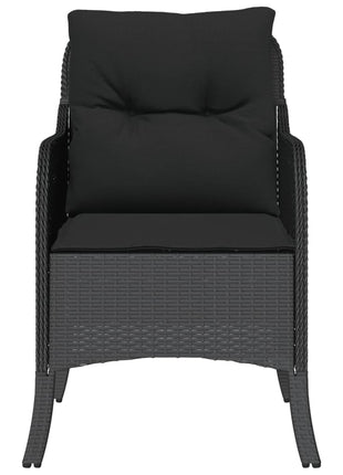 Tuinstoelen 2 st met kussens poly rattan zwart