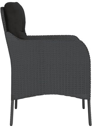 Tuinstoelen 2 st met kussens poly rattan zwart