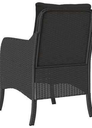 Tuinstoelen 2 st met kussens poly rattan zwart