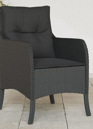 Tuinstoelen 2 st met kussens poly rattan zwart