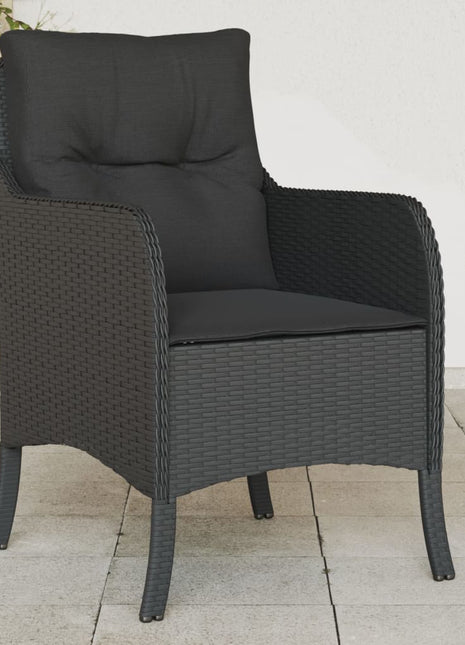 Tuinstoelen 2 st met kussens poly rattan zwart