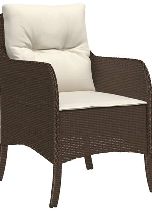 Tuinstoelen 2 st met kussens poly rattan bruin