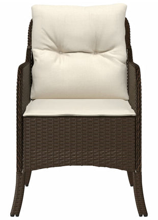 Tuinstoelen 2 st met kussens poly rattan bruin