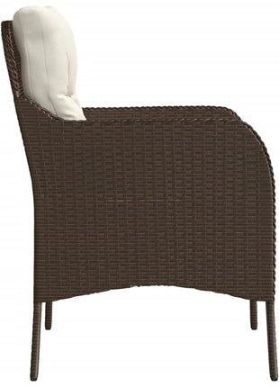 Tuinstoelen 2 st met kussens poly rattan bruin
