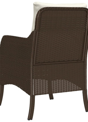 Tuinstoelen 2 st met kussens poly rattan bruin