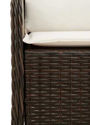 Tuinstoelen 2 st met kussens poly rattan bruin