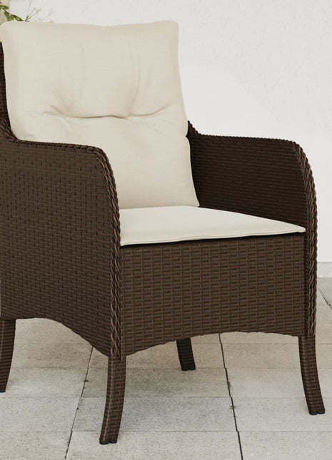 Tuinstoelen 2 st met kussens poly rattan bruin